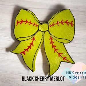 Softball bow car freshie in the scent black cherry merlot Ready To‎ Ship